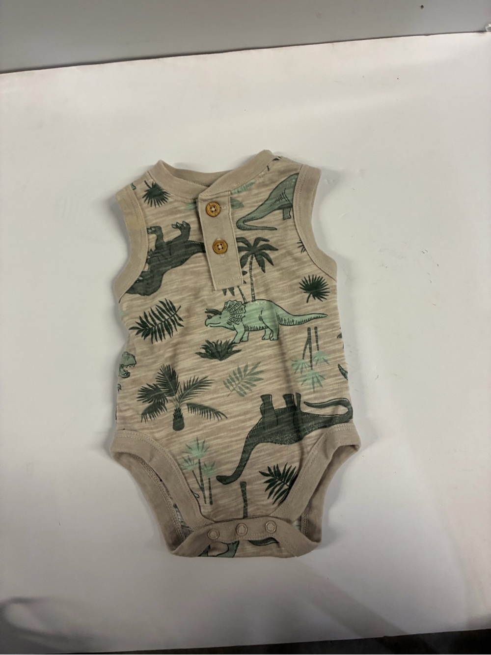 Garanimals Beige Shorts with Green Dino & Palm Accents